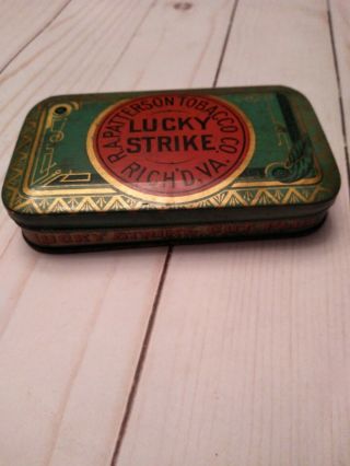 Vintage Lucky Strike Cut Plug Tobacco Tin Box Tobacciana R.  A.  Patterson Tobacco 3