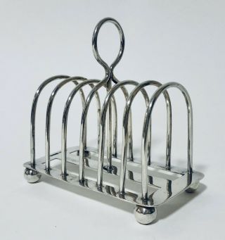 Quality Antique Solid Sterling Silver Toast Rack Large 6 Division 1917