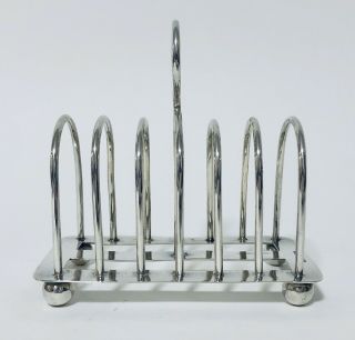Quality Antique Solid Sterling Silver Toast Rack Large 6 Division 1917 2