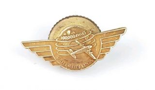 Vintage United Airlines 100,  000 Mile Member Gold - Filled Pin
