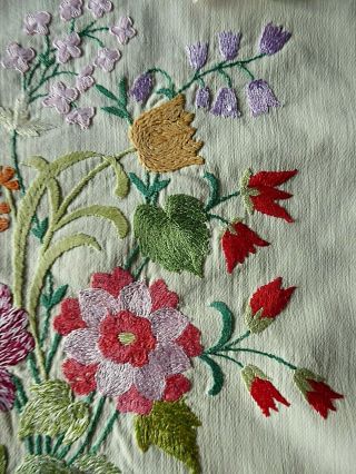 Vintage Hand Embroidered Picture Panel - Floral Bouquet