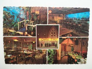 Vintage Chin Tiki Lounge Bar Postcard Detroit " The Unusual & Exotic " Polynesian