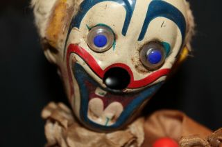 Vintage Metal Creepy clown w/ drum JAPAN Tin Plate Toy Battery Operated ? 3