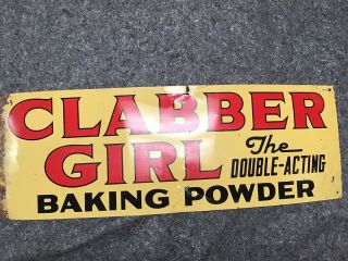 Antique Vintage Clabber Girl Baking Soda Sign