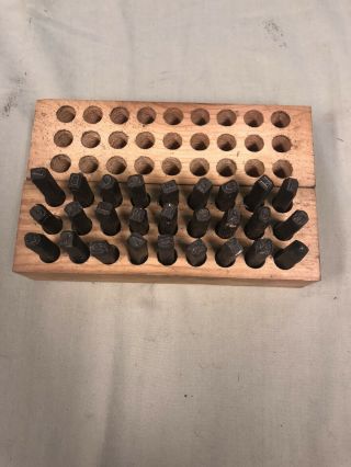 Vintage Steel Letter Stamp 27 Piece Set Tool Punch Leather In Wood Box