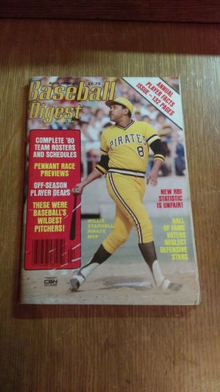 April 1980 Baseball Digest Vg - Ex Willie Stargell