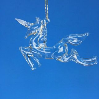 Vintage Clear Glass Unicorn Christmas Tree Hanging Ornament Decoration
