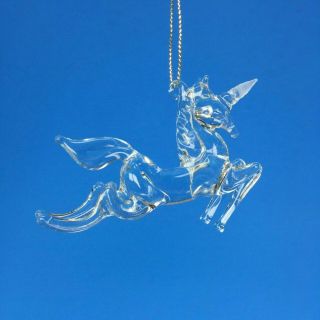 Vintage Clear Glass Unicorn Christmas Tree Hanging Ornament Decoration 2