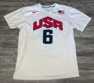 Men’s Nike Lebron James Team Usa Olympics Basketball T Shirt Size Large White