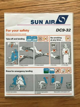 Safety Card Sun Air Douglas Dc - 9 - 32 / British Midland Card