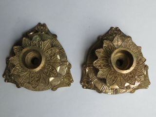 Vintage Pair Solid Brass Candle Holders,  Spain 2