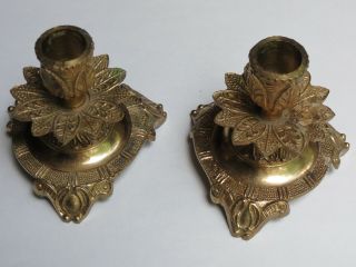 Vintage Pair Solid Brass Candle Holders,  Spain 3