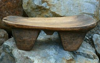 Antique African Tribal Loma Toma Peoples Carved Wood Headrest Stool,  West Africa
