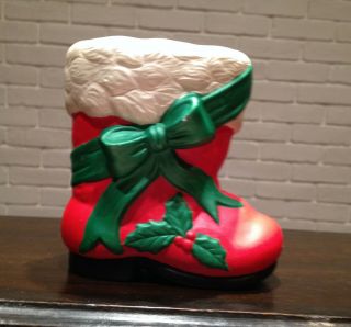 Vintage Christmas Ceramic Santa Boot Planter
