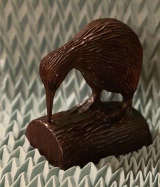 Vintage Kiwi Bird Carved From Zealand Matai Wood Figurine