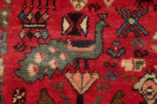 Vintage Geometric Animal Pictorial Abadeh Area Rug Hand - Knotted 7 