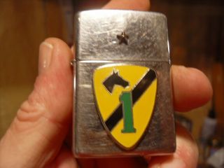 2008 Zippo With 1st Cavalry Division Combat Insignia Badge/service Star