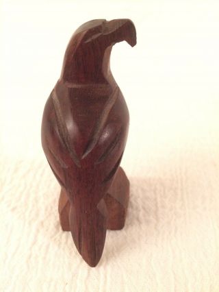 Small Miniature Vintage 2.  75 " Hand Carved American Bald Eagle Bird Ironwood Mcm