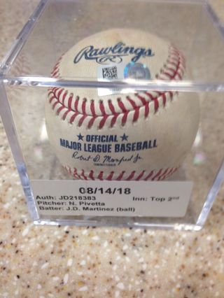 Boston Red Sox J.  D.  Martinez Game Ball Mlb Authenticated