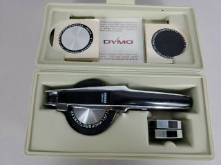 Vtg Dymo 1550 Tapewriter Embossing Label Maker Tool Case Extra Wheels