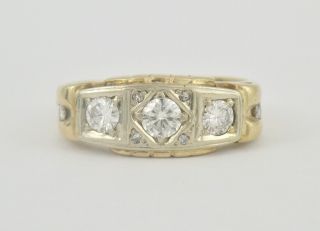 Mens Antique Vintage 14k Gold 1 Carat Ctw Vs2 G Diamond Ring Sz 12.  25