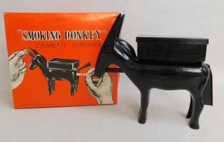 Vintage Smoking Donkey Cigarette Dispenser Case Novelty Item Mib