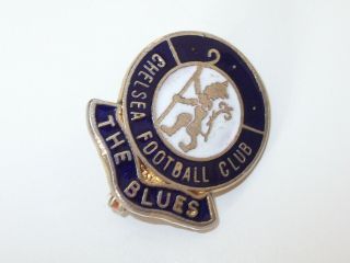 Vintage Chelsea Football Club " The Blues " Enamel Badge Pin By Coffer London