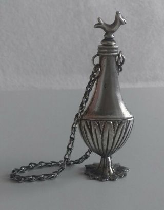 Antique Solid Silver Hand Made Egyptian Perfume Kohl Bottle Container