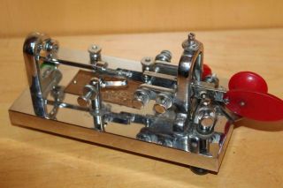 Antique Vintage Vibroplex Telegraph Signal Key Keyer Bug Morse Code Chrome 5