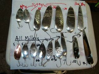 16 Vintage Trolling Fishing Trout,  Salmon,  Pike,  Flutter Spoons 6 Sutton 9 Millers