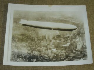 8x10 Aerial Photo German Lz - 127 Graf Zeppelin Airship 1930s Over City 3