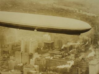 8x10 Aerial Photo GERMAN LZ - 127 GRAF ZEPPELIN Airship 1930s Over City 3 2