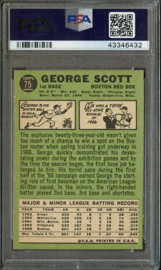 1967 Topps 75 George Scott Boston Red Sox PSA 9 2