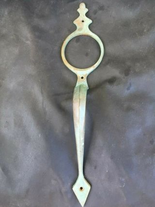Vintage Large Solid Brass Door Handle Pull With Patina