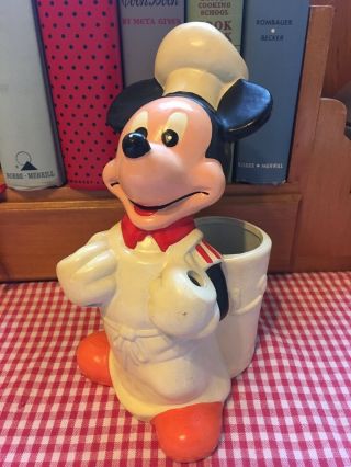 Vintage Disney Mickey Mouse Chef Kitchen Utensil Holder Hoan