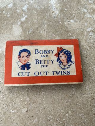 Rare Antique Vintage Cracker Jack 20’s Early 30’s Bobby And Betty Cut Out Twins