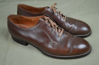 Vintage Wwii Us Army Mens 30s 40s Burgundy Brown Russet Oxford Dress Shoes 9.  5 C