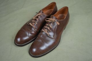 Vintage WWII US Army Mens 30s 40s Burgundy Brown Russet Oxford Dress Shoes 9.  5 C 2