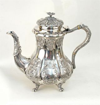 W.  Adams 1849 American Coin Silver Teapot With York History Moses G Leonard