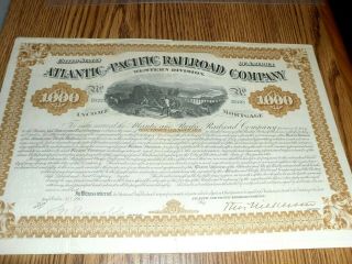 $1000 Coupon Bond Atlantic And Pacific Rr Co.  1866