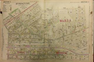 1892 Syracuse York Lincoln Park Rosehill Cemetery Erie Canal Atlas Map