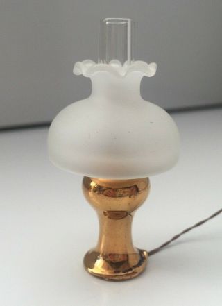 Vintage Smallworld Handblown Glass Oil Lamp Dolls House Lighting Large Victorian