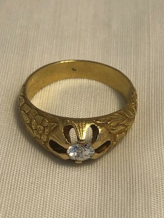 Antique Art Nouveau 18k Gold Diamond 0.  40 ct engraved Ring Size 9.  25.  7 dwt 2