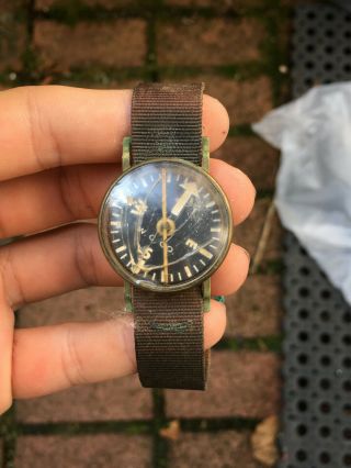 Vintage W C Co Waltham Clock Vietnam War Era Us Military Survival Wrist Compass