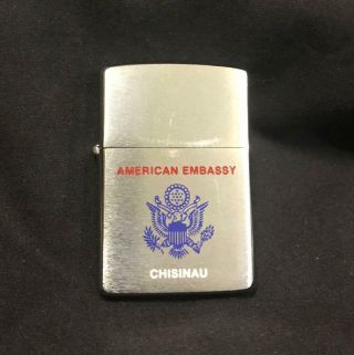 Vintage 1992 American Embassy Chisinau Zippo Cigarette Lighter
