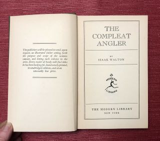 The Compleat Angler By Izaak Walton 1939 Modern Library Art Deco Endpapers
