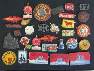 Group Of 30 Old Tin Tobacco Tags