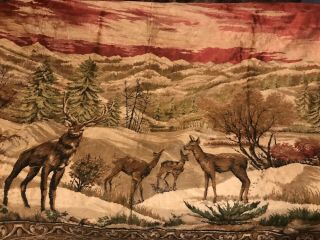 Vintage Deer Wall Tapestry/rug Made In Lebanon 48x72