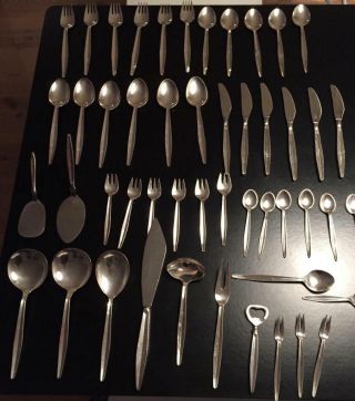 Danish Modern Solid Silver Orla Vagn Mogensen Grace 49 Piece Cutlery Set V/rare