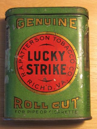 Old 1905 - 1910 Lucky Strike Tobacco Tin R.  A.  Patterson